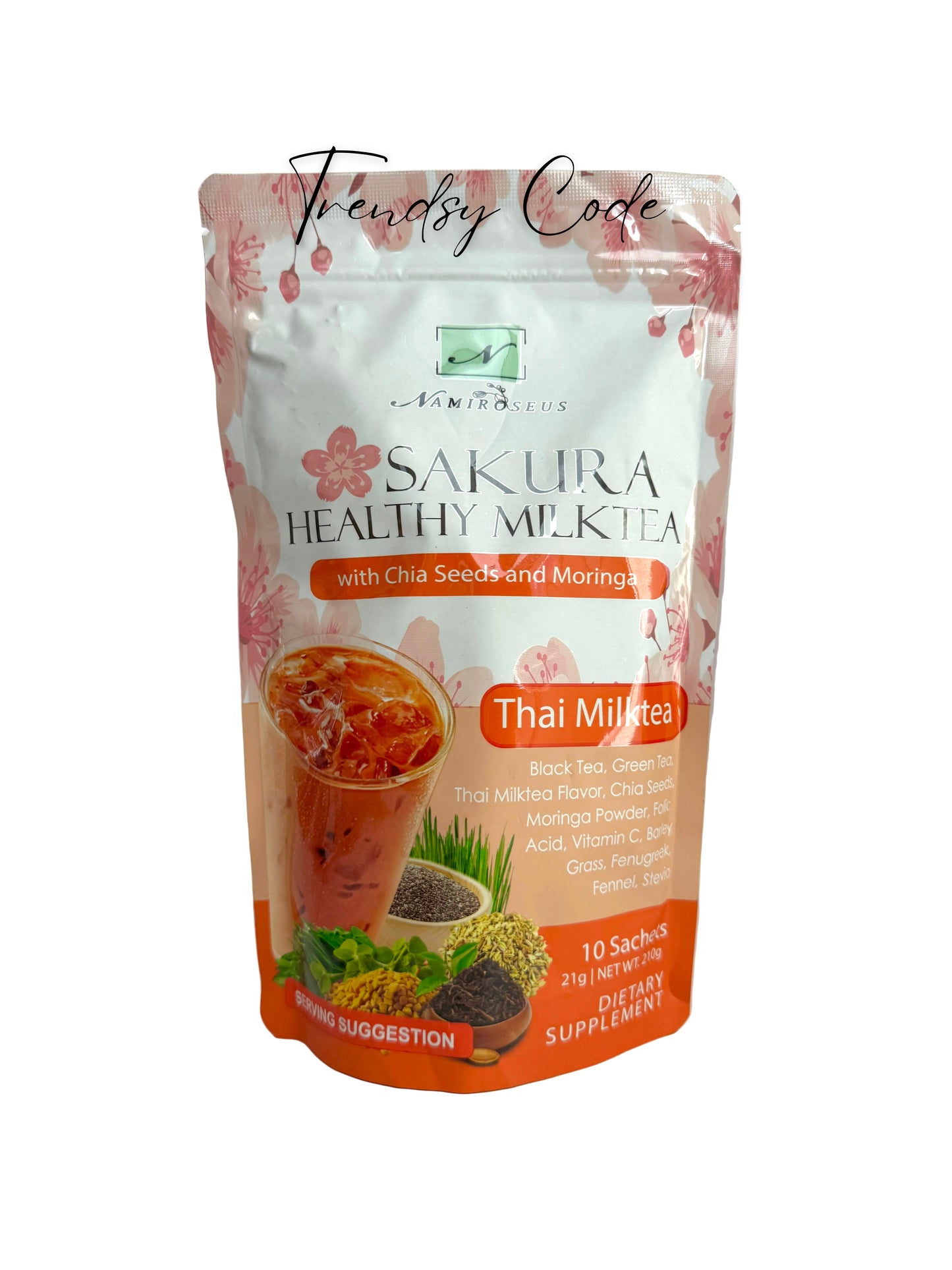 NAMIROSEUS SAKURA Healthy Milk Tea with Chia Seeds and Moringa